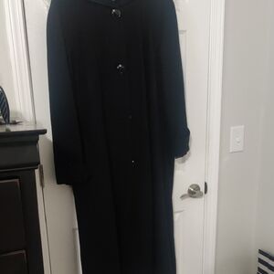 Gallery Women’s 100% Wool Black Trench Coat • Classic Elegant Outerwear
